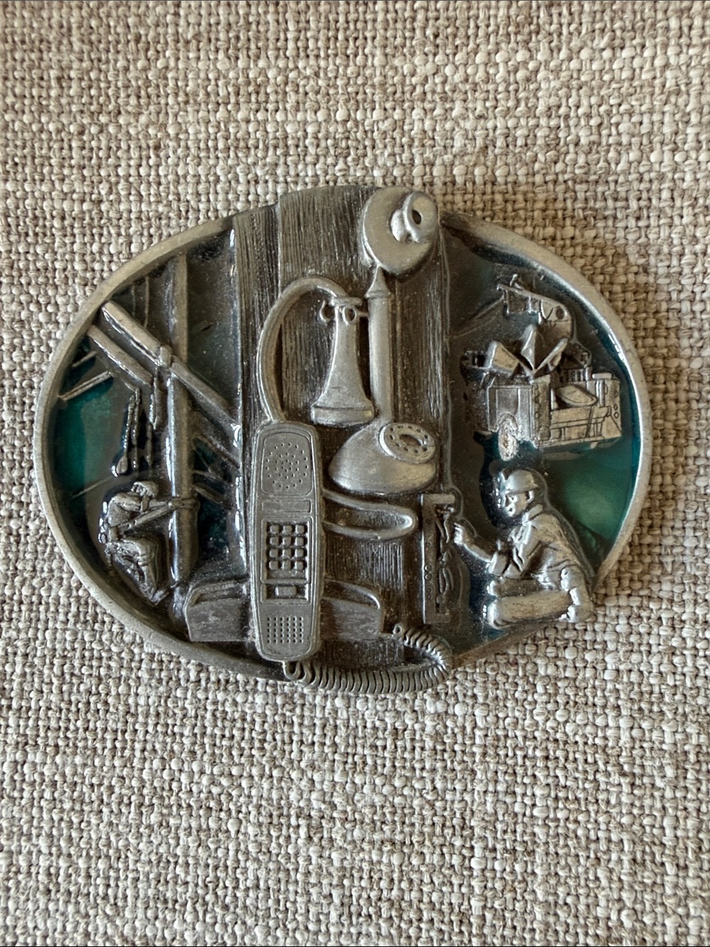 Vintage Telephone & Lineman Belt Buckle Evolution of Telephones